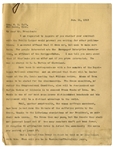 William Taft Letter Signed During WWI With Long Autograph Note Signed -- 5 Days After His Son Charlie Sailed Off to War, Taft Pens, ''I shall be anxious for 'those in peril on the sea' for some time''